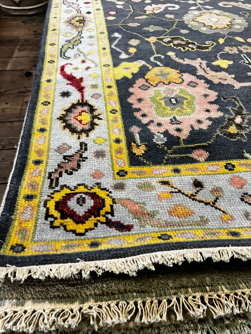 Ianka Fleerackers 4x6 Blue Hand-Knotted Oushak Rug | Banana Manor Rug Factory Outlet