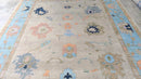 Ibis 8x10 Light Brown and Blue Hand-Knotted Oushak | Banana Manor Rug Company