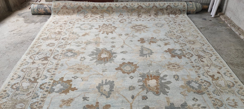 Ida Elise Broch 10x14 Sky Blue Hand-Knotted Oushak Rug | Banana Manor Rug Company