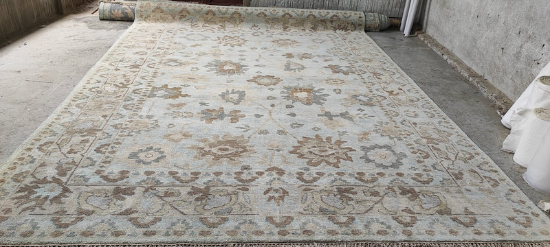 Ida Elise Broch 10x14 Sky Blue Hand-Knotted Oushak Rug | Banana Manor Rug Company