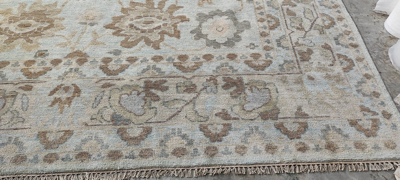 Ida Elise Broch 10x14 Sky Blue Hand-Knotted Oushak Rug | Banana Manor Rug Company