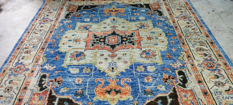 Ilse Crawford Blue and Tan Hand-Knotted Oriental Rug 8x10 | Banana Manor Rug Company