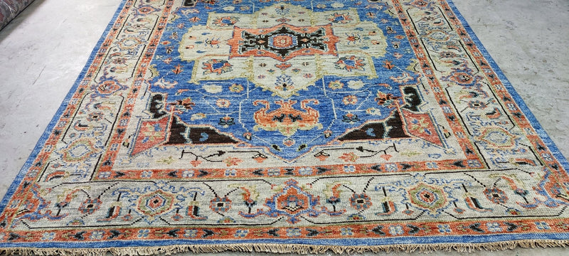 Ilse Crawford Blue and Tan Hand-Knotted Oriental Rug 8x10 | Banana Manor Rug Company