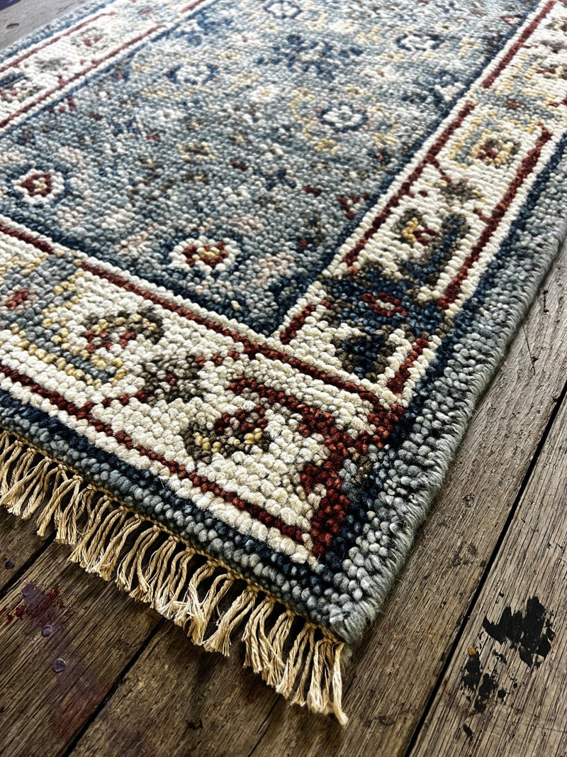 "Ilse" Light Blue Hand-Knotted Oushak Sample 8x10 | Banana Manor Rug Company