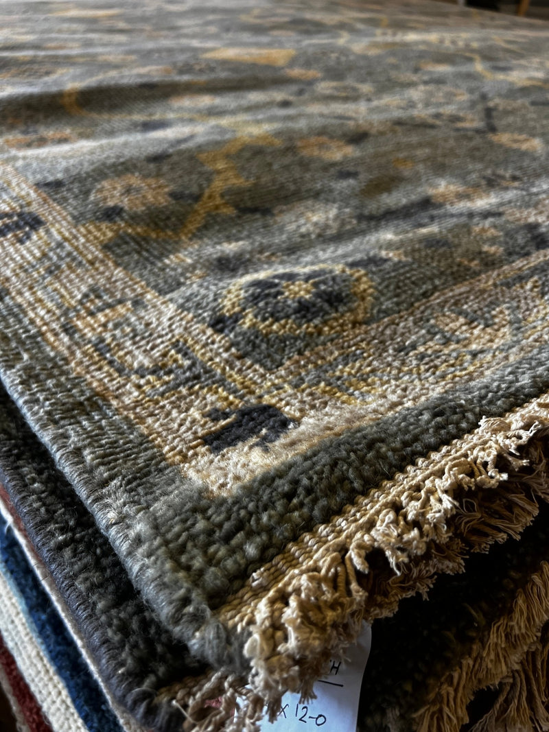 Iman 9x12 Grey Hand-Knotted Oushak Rug | Banana Manor Rug Factory Outlet