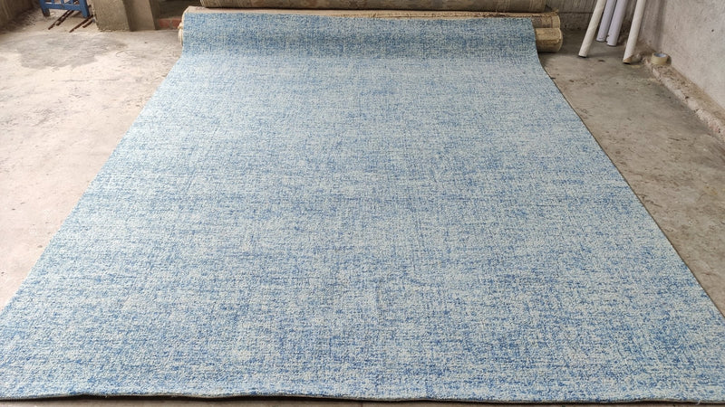 Income Tax 8x10 Aqua Blue Hand-Tufted Rug | Banana Manor Rug Company