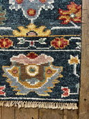 "Indy" Dark Blue and Gold Hand-Knotted Oushak Rug 8x10 | Banana Manor Rug Company