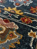 "Indy" Dark Blue and Gold Hand-Knotted Oushak Rug 8x10 | Banana Manor Rug Company