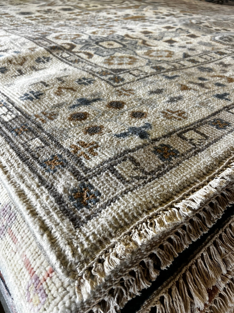 Inna Korobkina 9x12 Hand-Knotted Oushak Rug Ivory and Brown | Banana Manor Rug Factory Outlet