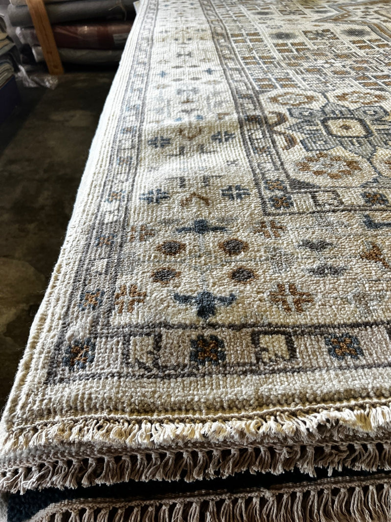 Inna Korobkina 9x12 Hand-Knotted Oushak Rug Ivory and Brown | Banana Manor Rug Factory Outlet