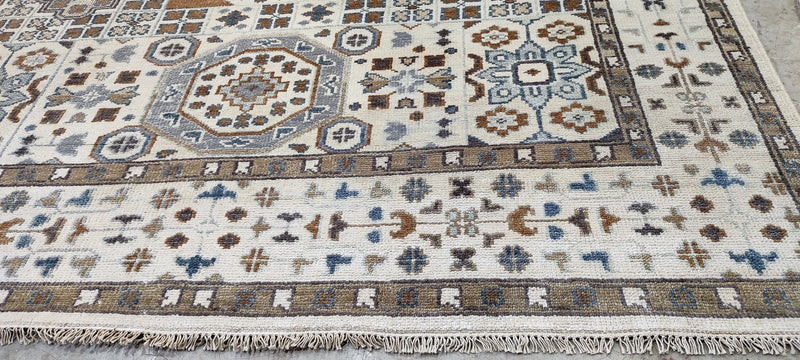 Inna Korobkina Hand-Knotted Oushak Rug Ivory and Brown 9x12 | Banana Manor Rug Company