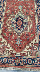 Irene Cara 2.6x15.9 Blue and Rust Hand-Knotted Serapi Runner | Banana Manor Rug Company