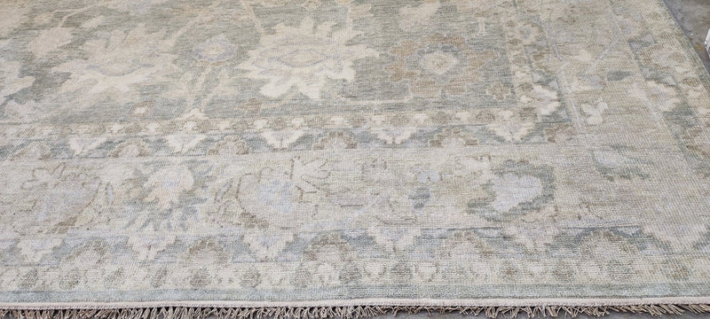 Irina Apeksimova Hand-Knotted Oushak Rug Ivory and Tan 10x14 | Banana Manor Rug Company