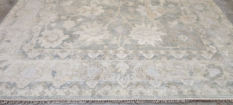 Irina Apeksimova Hand-Knotted Oushak Rug Ivory and Tan 10x14 | Banana Manor Rug Company