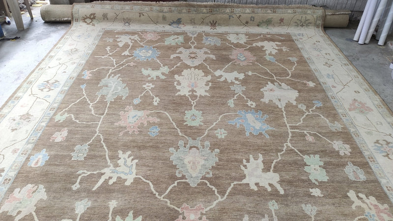 Iris Johnson 10x13 Light Brown Hand-Knotted Oushak Rug | Banana Manor Rug Company