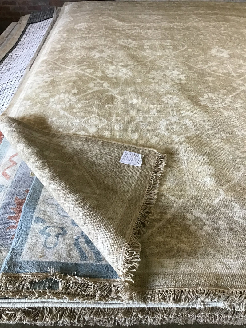 Ivy 10x14.3 Camel and Silver Hand-Knotted Oushak Rug | Banana Manor Rug Company