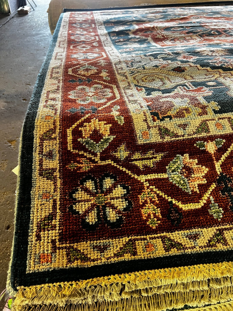 Ivy Sherman 8x10 Dark Grey and Red Hand-Knotted Oriental Rug | Banana Manor Rug Factory Outlet