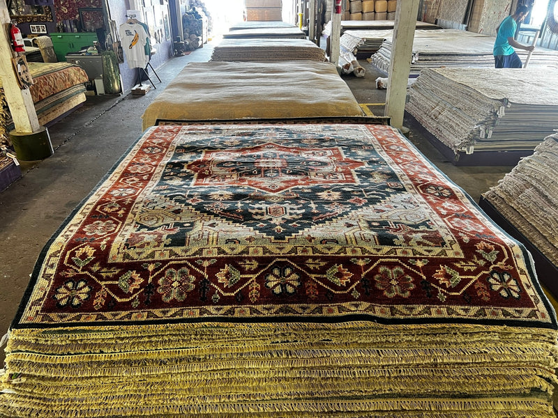 Ivy Sherman 8x10 Dark Grey and Red Hand-Knotted Oriental Rug | Banana Manor Rug Factory Outlet