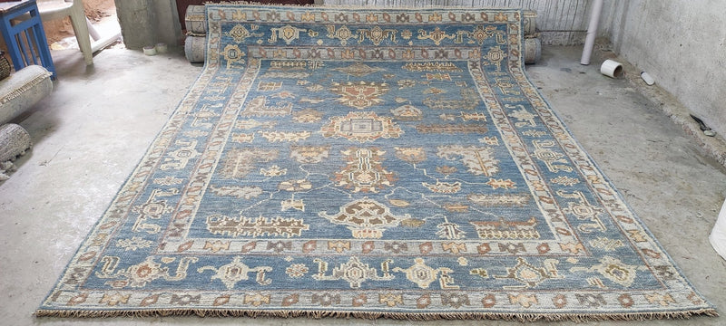 Jacki Weaver Hand-Knotted Oushak Rug Light Blue 8x10 | Banana Manor Rug Company