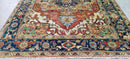 Jacqueline McKenzie Hand-Knotted Heriz Rug Rust and Blue 8X9.9 | Banana Manor Rug Company