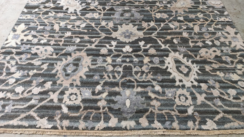 Jade 7.9x10 Grey and Ivory Hand-Knotted Oushak Rug | Banana Manor Rug Company