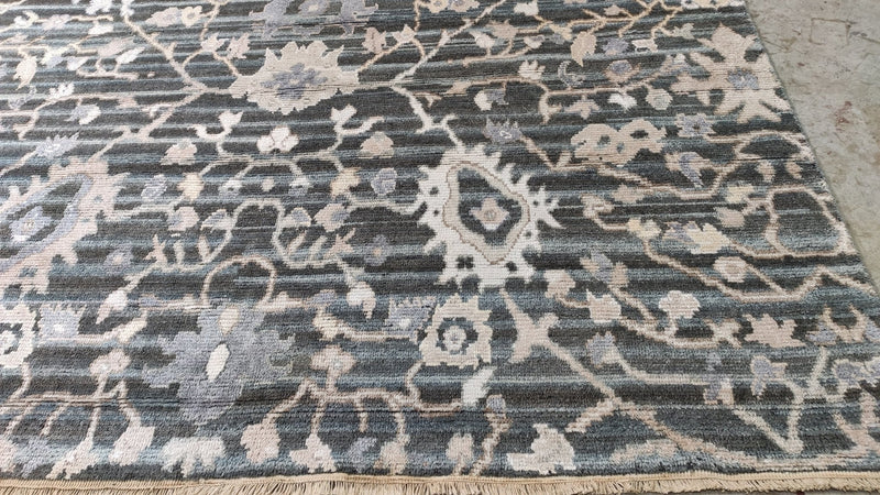 Jade 7.9x10 Grey and Ivory Hand-Knotted Oushak Rug | Banana Manor Rug Company