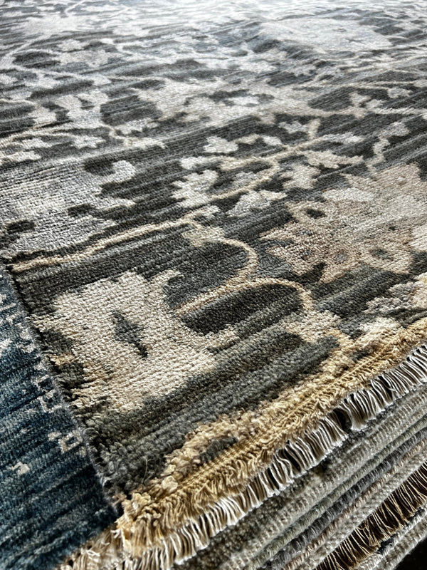 Jade 7.9x10 Grey and Ivory Hand-Knotted Oushak Rug | Banana Manor Rug Company