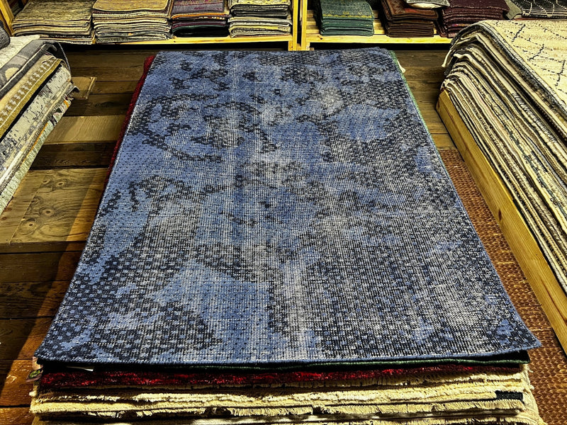 James Rolleston 5x8 Hand-Knotted Modern Blue Abstract | Banana Manor Rug Factory Outlet