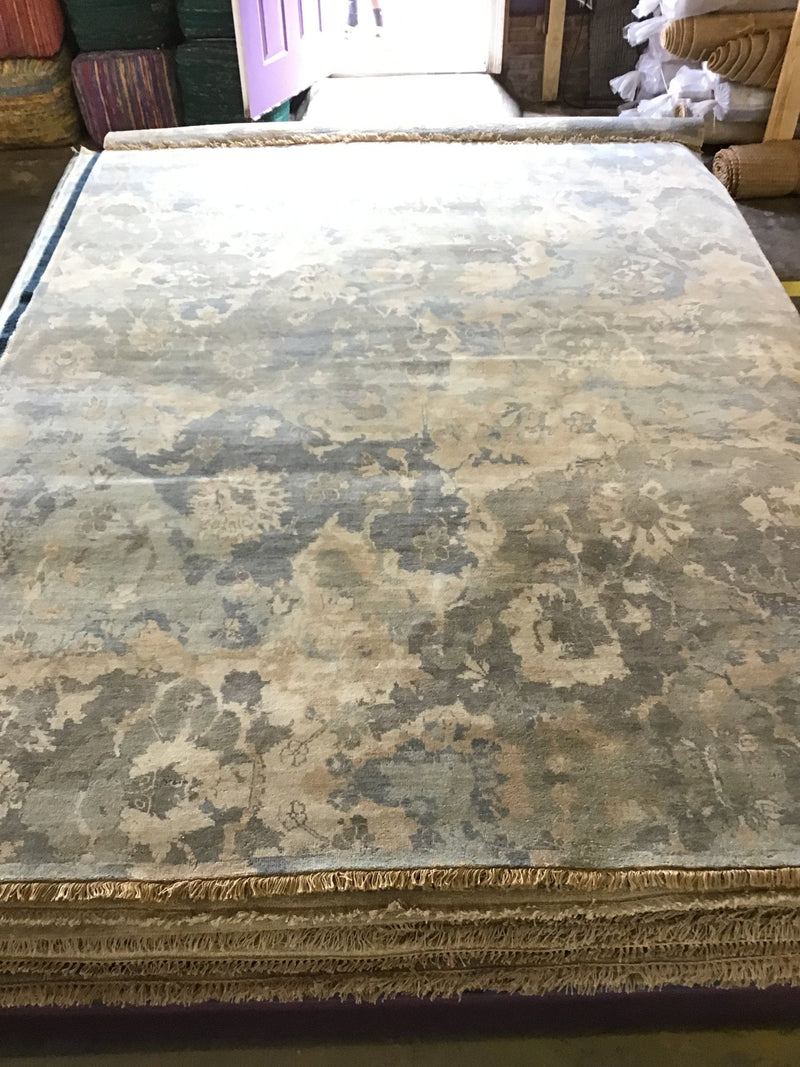 Jane 9x12.9 Grey and Beige Hand-Knotted Abstract Rug | Banana Manor Rug Company