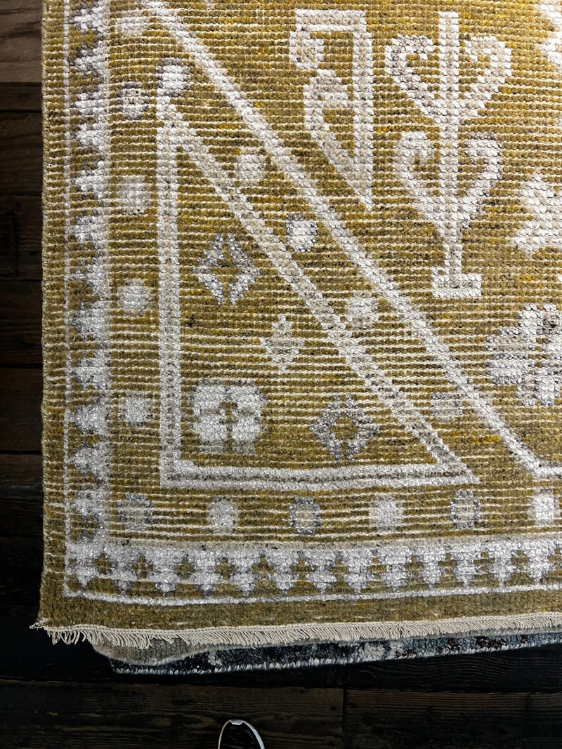 Jane March 5.3x8.6 Gold and Ivory Hand-Knotted Oushak Rug | Banana Manor Rug Company