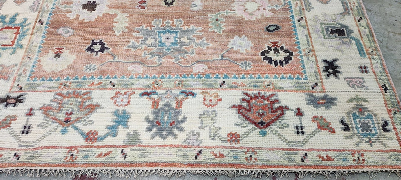 Jane Page Pink and Ivory Hand-Knotted Oushak Rug 6x9 | Banana Manor Rug Company