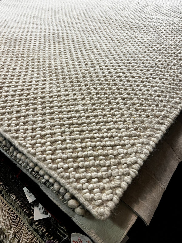 Jane Wiseman Handwoven Wool Durrie Ivory Loop 6.9x9 | Banana Manor Rug Factory Outlet