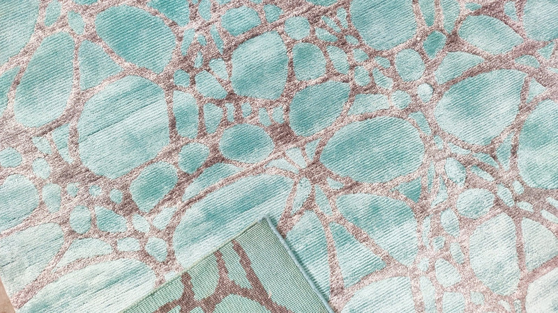 Jasper Youngblood 5x7.9 Greenish Blue Hand-Knotted Viscose Rug | Banana Manor Rug Company