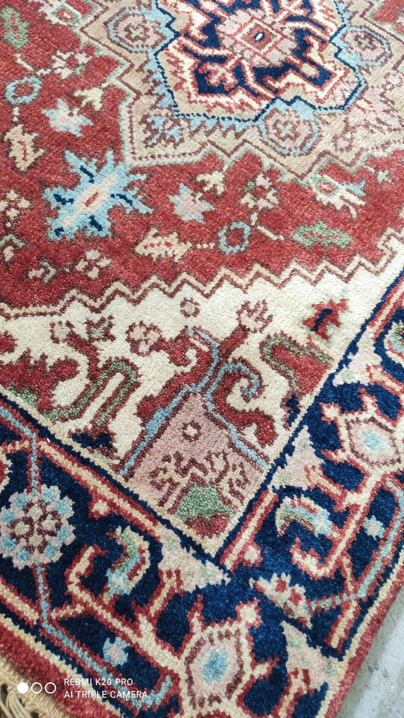 Jay Farrar 2.9x10 Red and Blue Handknotted Serapi Runner | Banana Manor Rug Company