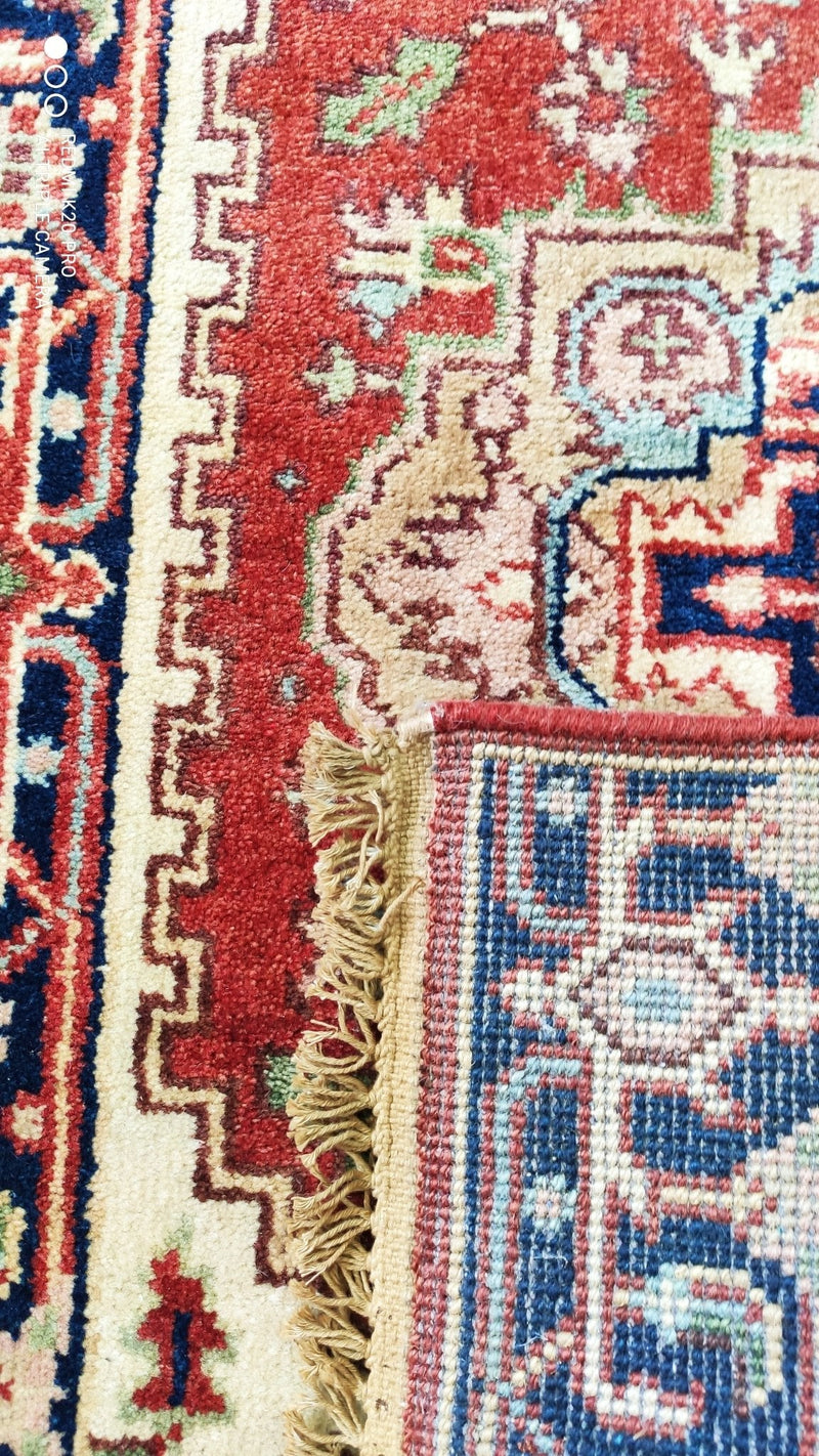 Jay Farrar 2.9x10 Red and Blue Handknotted Serapi Runner | Banana Manor Rug Company