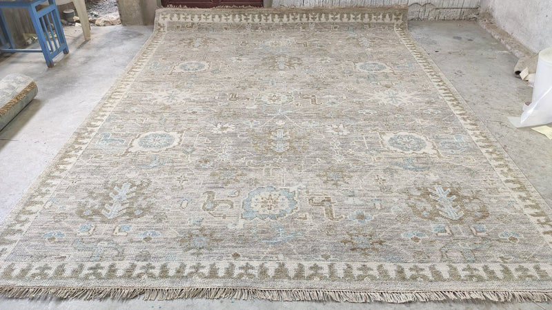 Jayma 9x12 Silver and Grey Hand-Knotted Oushak Rug | Banana Manor Rug Company