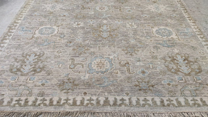 Jayma 9x12 Silver and Grey Hand-Knotted Oushak Rug | Banana Manor Rug Company