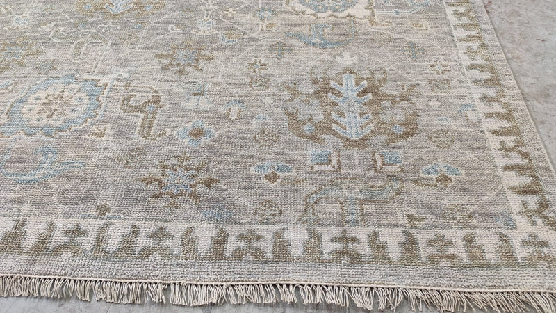 Jayma 9x12 Silver and Grey Hand-Knotted Oushak Rug | Banana Manor Rug Company