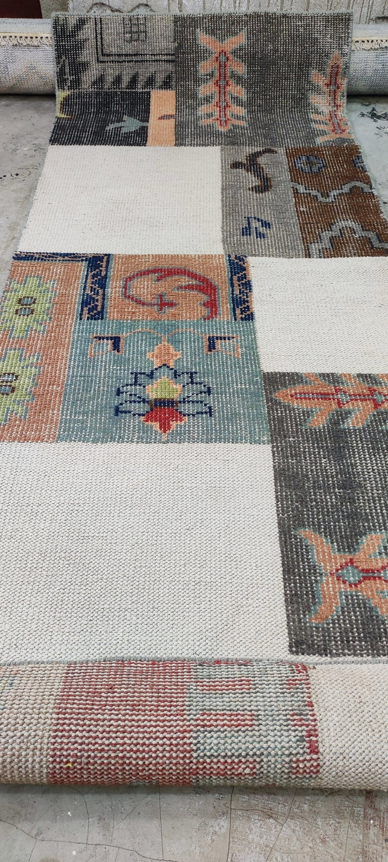 Jean Liu Multi-Colored Patched Hand-Knotted Runner 2.9x8.9 | Banana Manor Rug Company