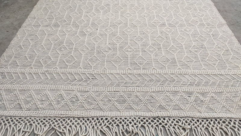 Jedediah Atkinson 7.6x9.6 White Modern Handwoven Rug | Banana Manor Rug Company