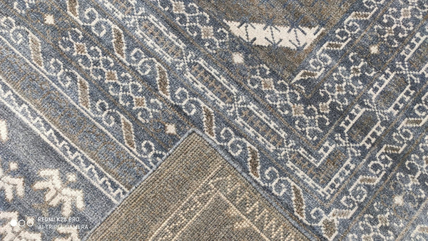 Jenna 8x9.9 Hand-Knotted Blue and Brown Oushak Rug | Banana Manor Rug Company