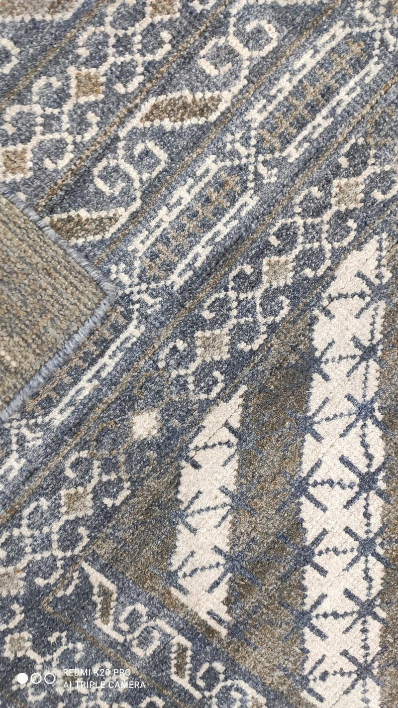 Jenna 8x9.9 Hand-Knotted Blue and Brown Oushak Rug | Banana Manor Rug Company