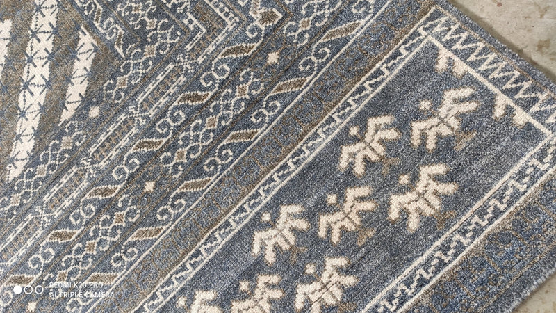 Jenna 8x9.9 Hand-Knotted Blue and Brown Oushak Rug | Banana Manor Rug Company