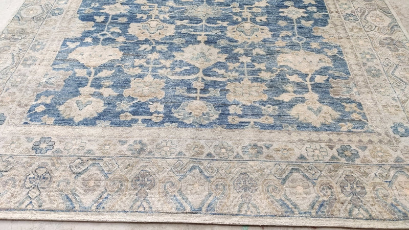 Jenna Jackson 8x10 Hand-Knotted Blue Oushak Rug | Banana Manor Rug Company