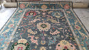 Jennifer Aniston 9x11.9 Dark Grey and Blue Hand-Knotted Oushak Rug | Banana Manor Rug Company