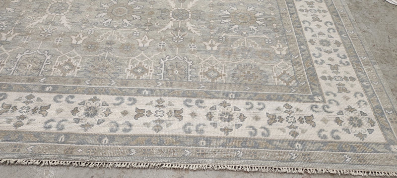 Jerry Hall 9x12 Grey and Ivory Hand-Knotted Oushak Rug | Banana Manor Rug Company