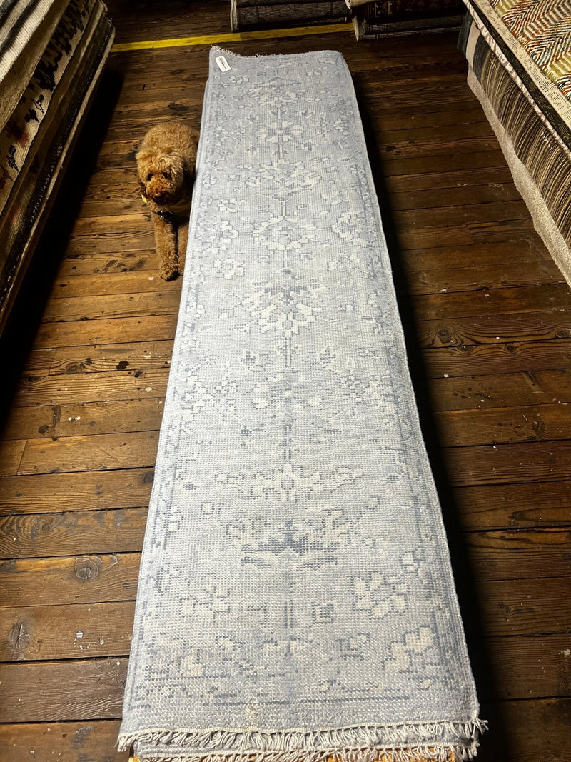 Jesse 2.3x10.3 Hand Knotted Light Blue Runner | Banana Manor Rug Factory Outlet