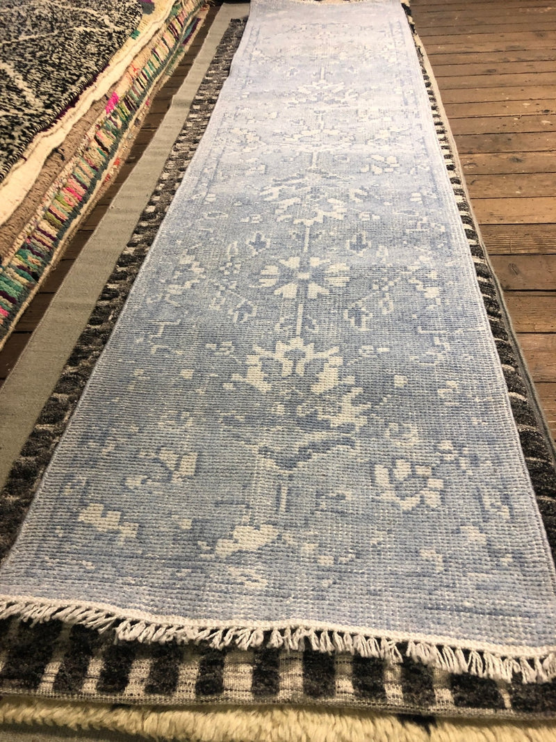 Jesse 2.3x10.3 Hand Knotted Light Blue Runner | Banana Manor Rug Company