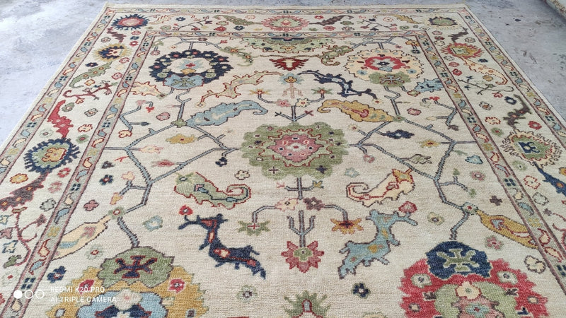 Jill 8x10 Cream Hand-Knotted Oushak Rug | Banana Manor Rug Company