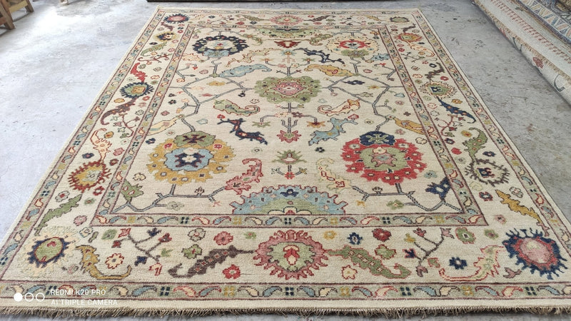 Jill 8x10 Cream Hand-Knotted Oushak Rug | Banana Manor Rug Company